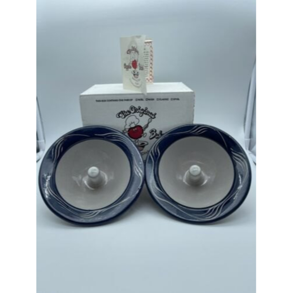 VINTAGE NEW IN BOX Set 2 The Original Apple Baker Stoneware Baking Dish BLUE TAG